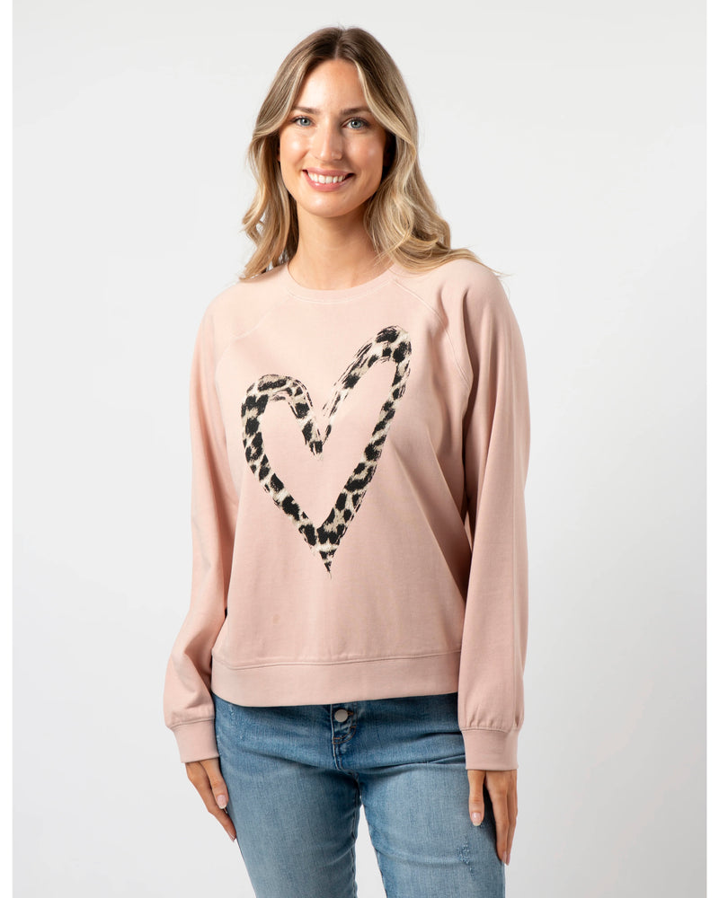 Everyday Sweater Blush Leopard Heart