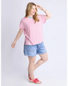 Jarrah Stripe S/S Tee / Geranium Pink & White Stripe / Azure