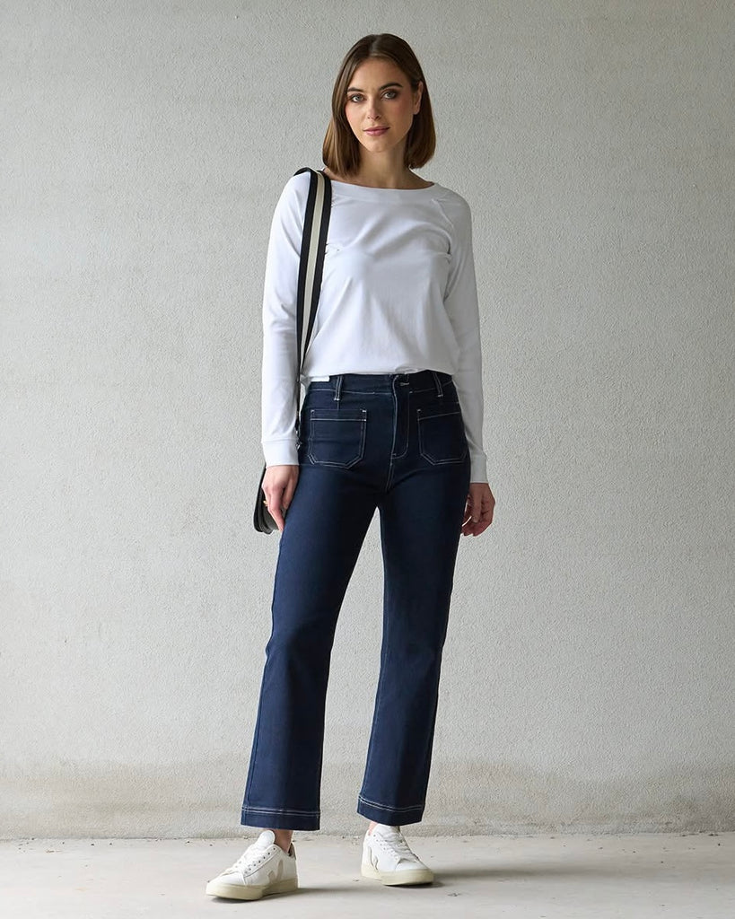 Wide Leg Ankle Grazer Jean / Ink Denim