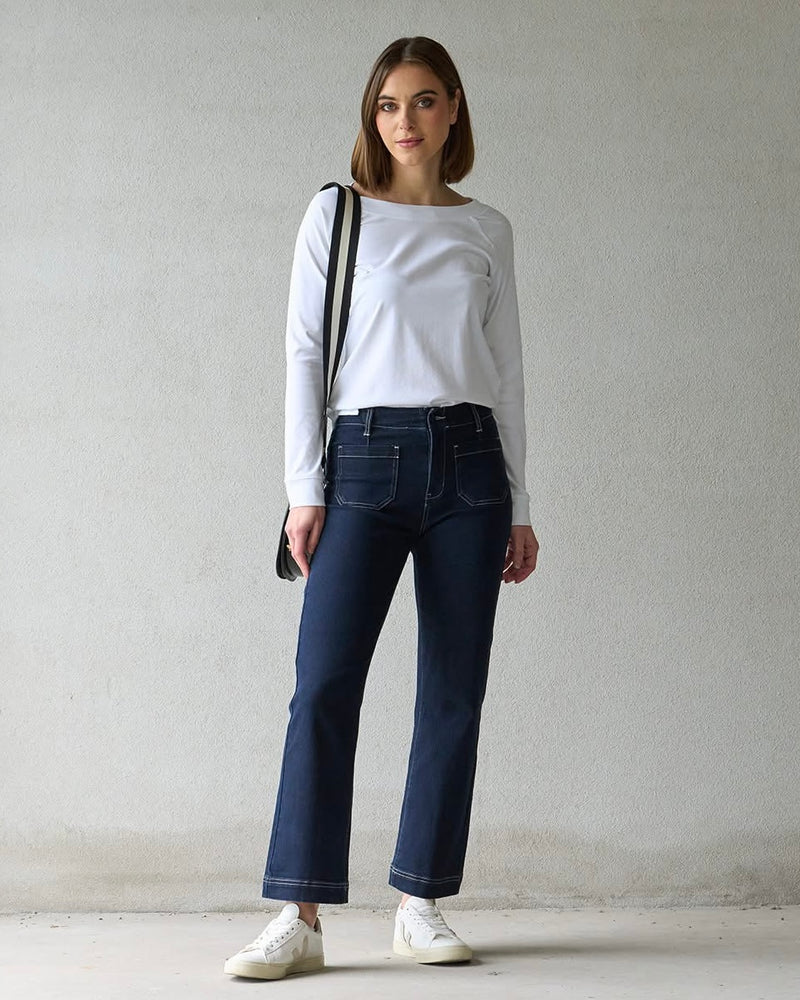 Wide Leg Ankle Grazer Jean / Ink Denim