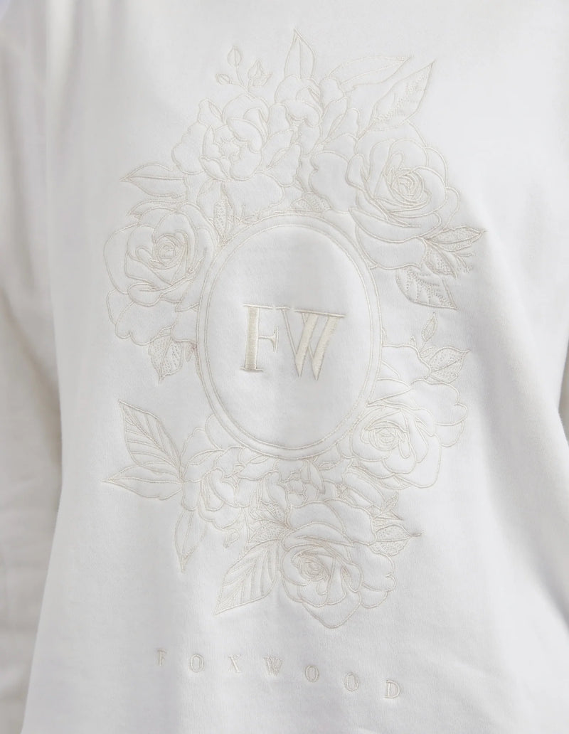 Border Rose Crew white