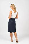 Flat Front Pull On Skirt - Ink