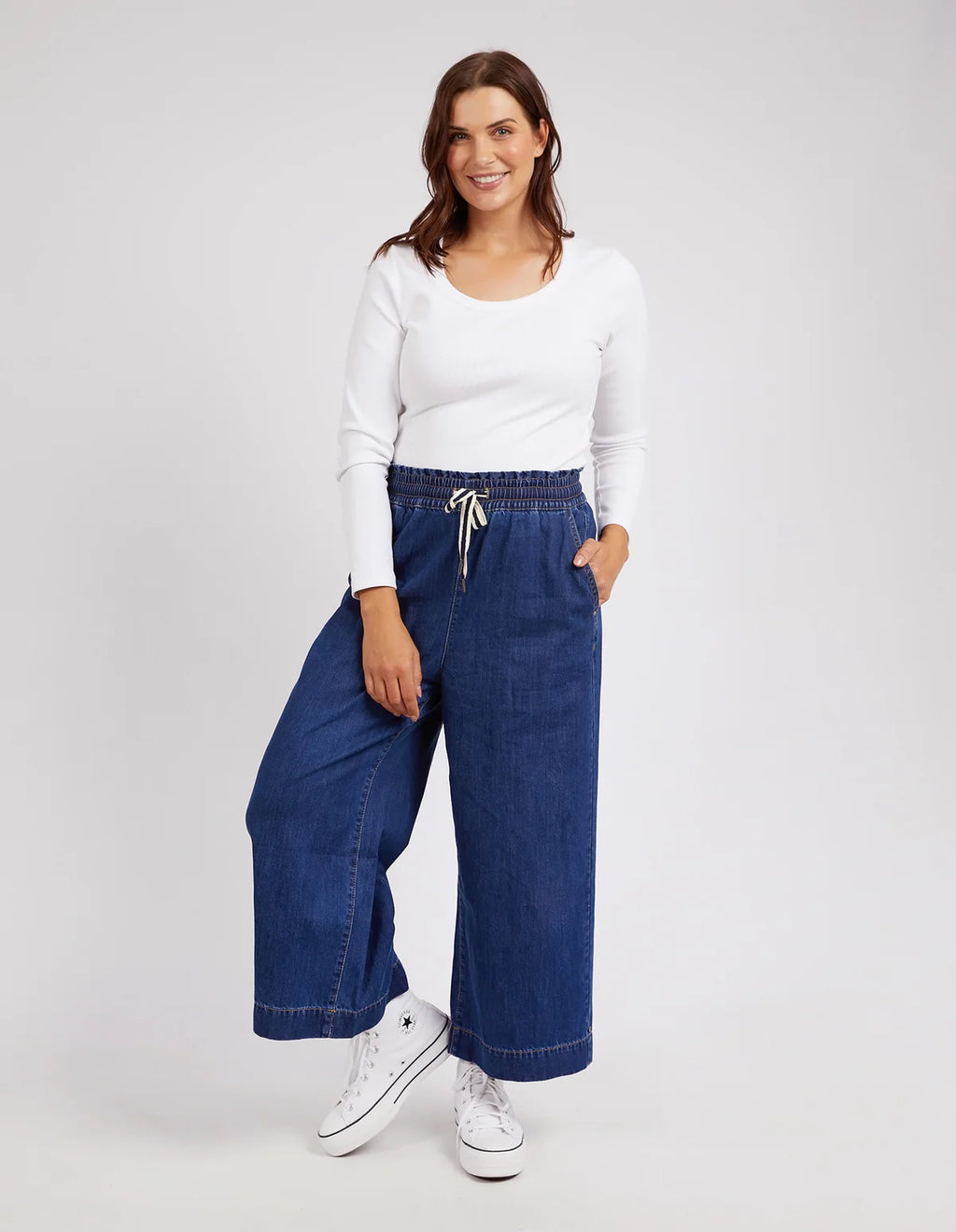 Greta Wide Leg Pant /  Dark Blue Wash