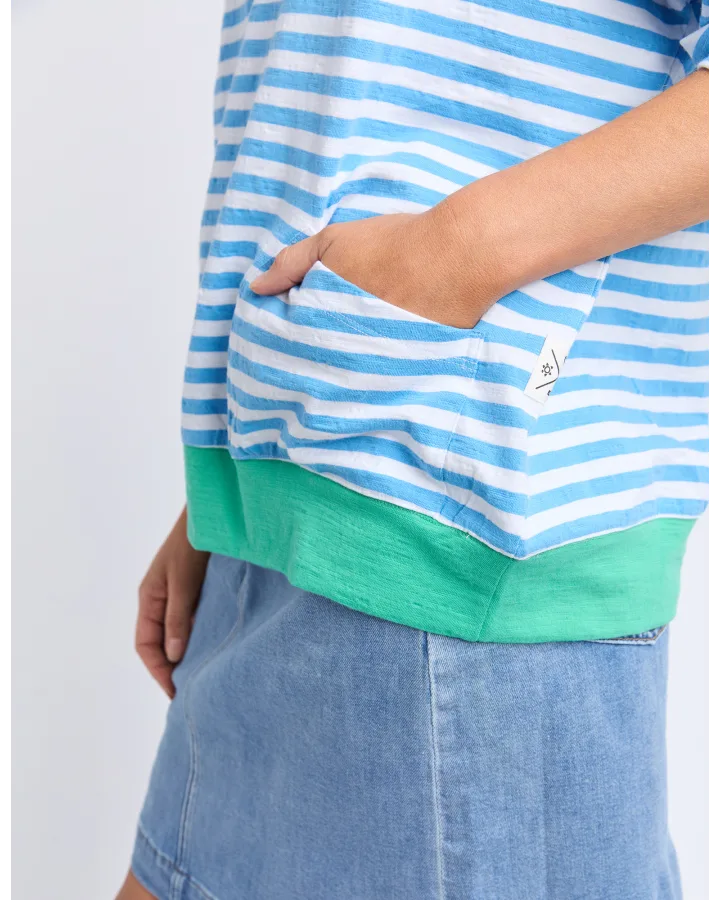 Mazie Stripe Ringer Sweat / Azure & White Stripe