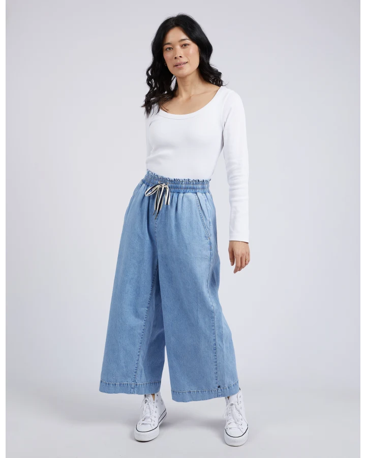 Greta  Wide Leg Pant / Mid Blue