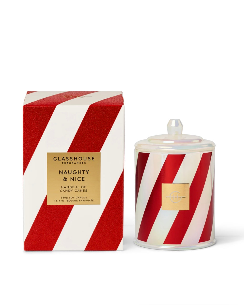 Naughty & Nice 380g Triple Scented Soy Candle - Handful of Candy Canes