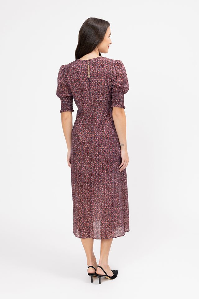 Florence Dress / Merlot Jaquard Stripe
