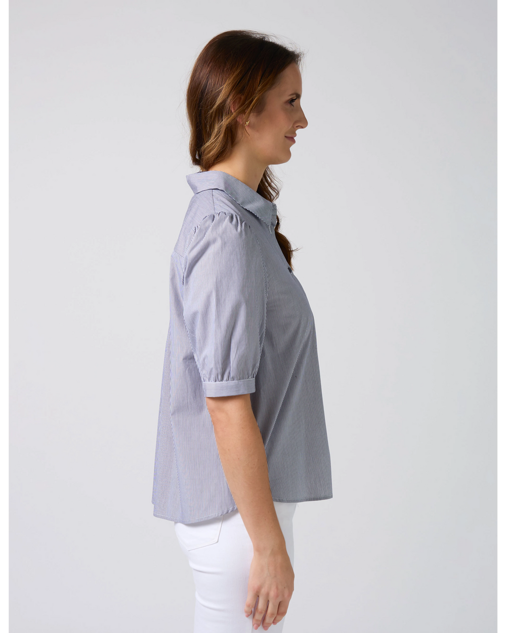 Asha Blouse - Navy White Stripe