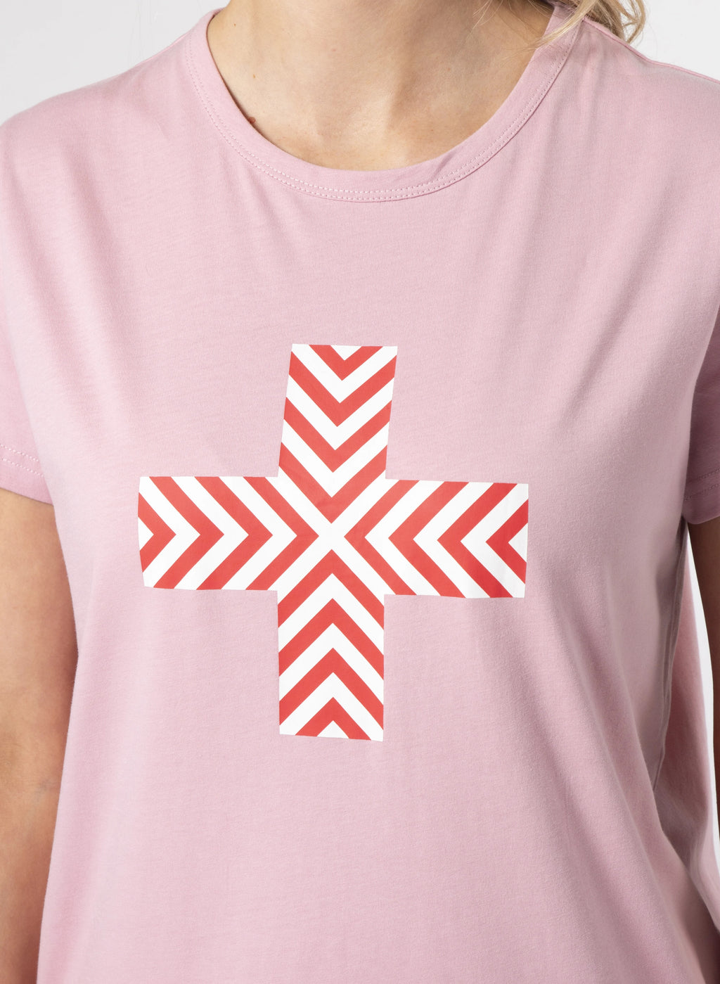 T-Shirt - Blush Red Chevron Cross