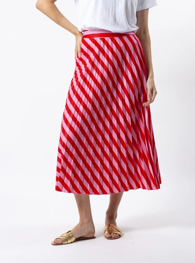 Brigette Skirt - Pink & Red Stripe