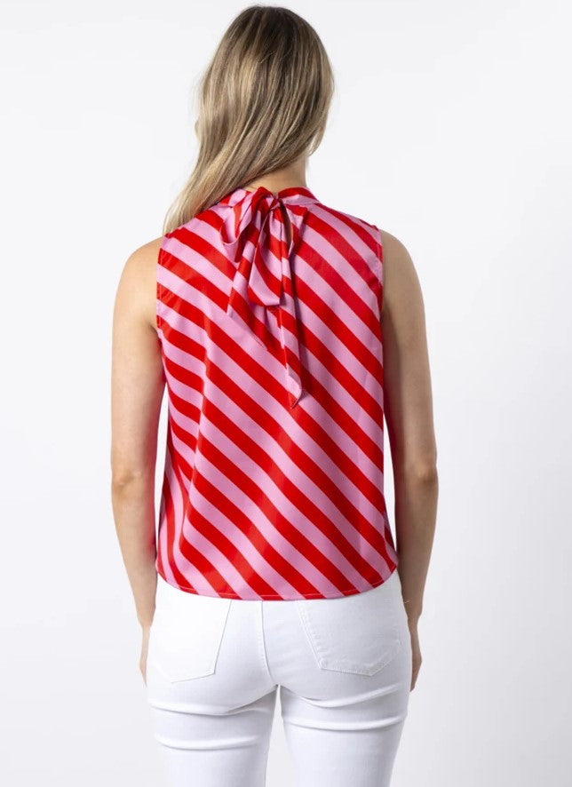 Jenna Top - Pink & Red Stripe