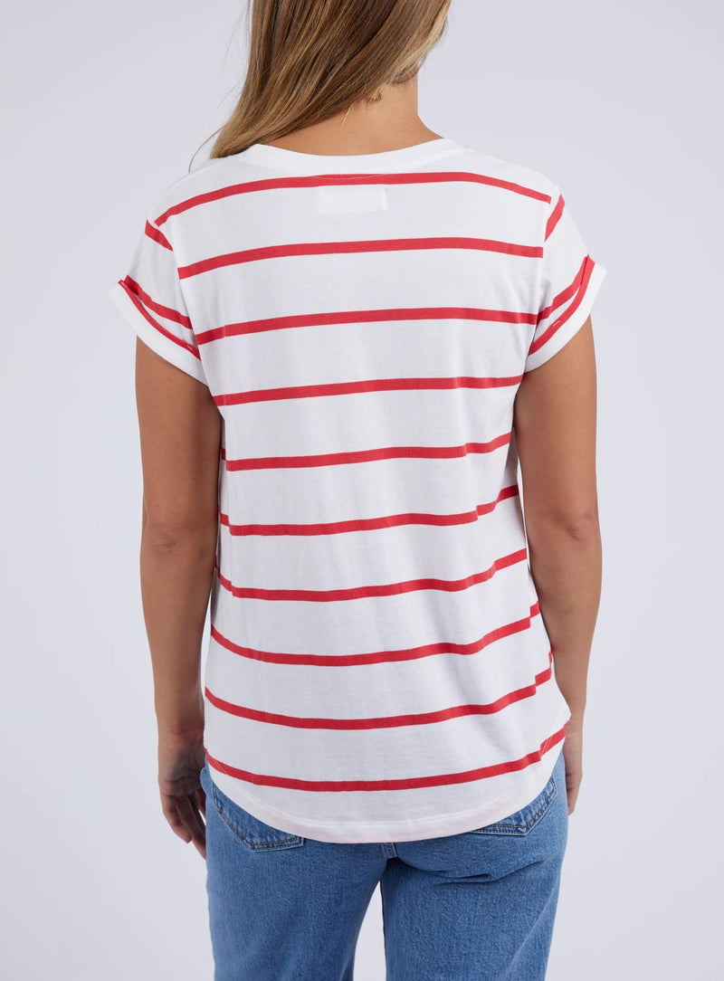 Manly Stripe Tee - White/Cayenne Stripe