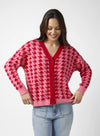 Xanthe Cardigan - Houndstooth Red/Candy