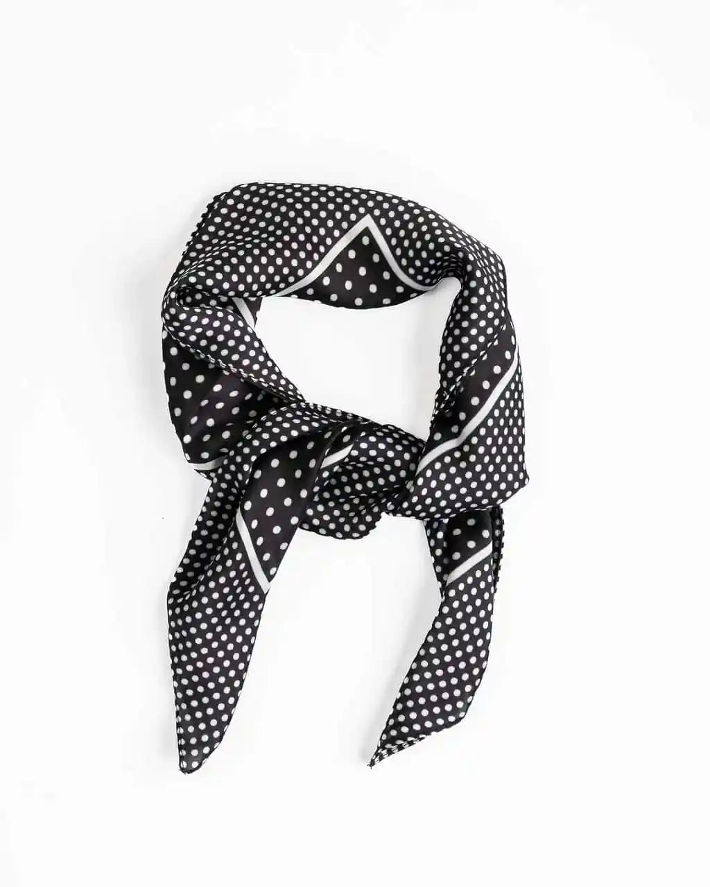 Polka Square Scarf - Black
