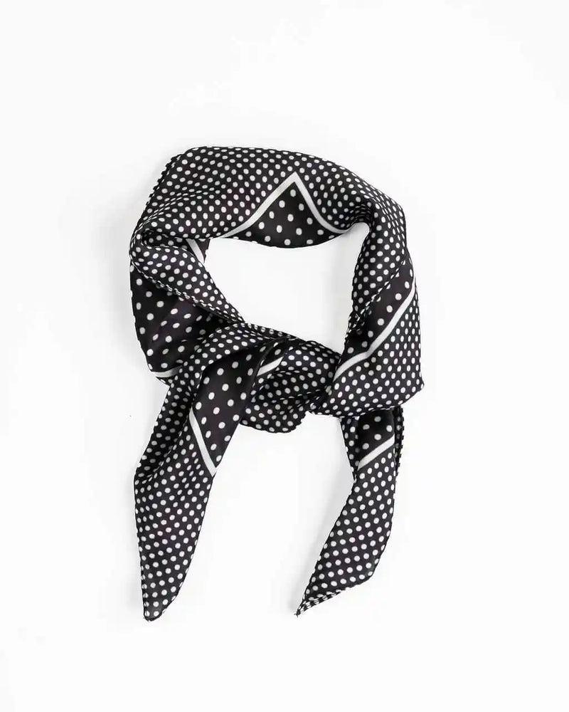 Polka Square Scarf - Black