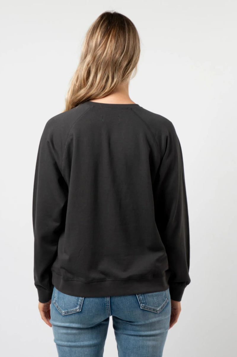 Everyday Sweater - Charcoal Cross With Leopard Stripe