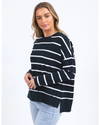 Jayne Stripe Throw on Top / Navy