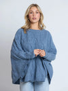 Cable Poncho - Denim