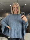 Cable Poncho - Denim