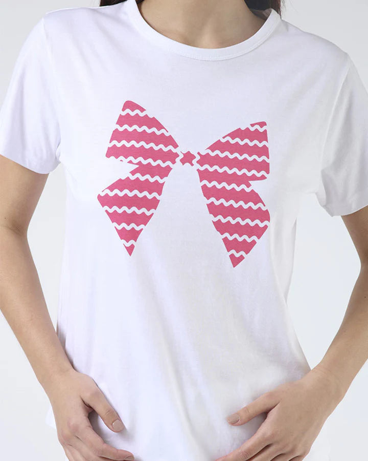 Ace Tee / White / Hot Pink Bow