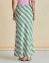 Brooke Bias Skirt / Green / Pink Stripe