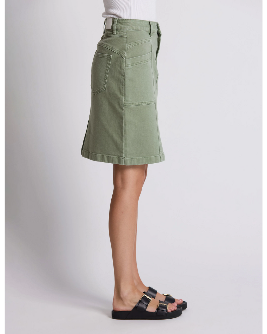 Strike Skirt - Khaki Denim