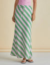 Brooke Bias Skirt / Green / Pink Stripe
