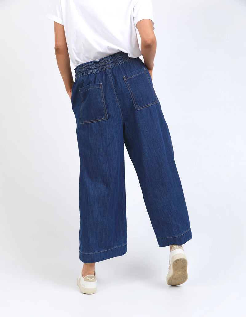 Greta Wide Leg Pant With Side Tape / Dark Wash