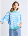 Mazie Stripe Ringer Sweat / Azure & White Stripe