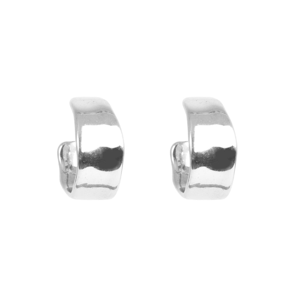 Sculptured Creole Small 18mm Earrings,  silver