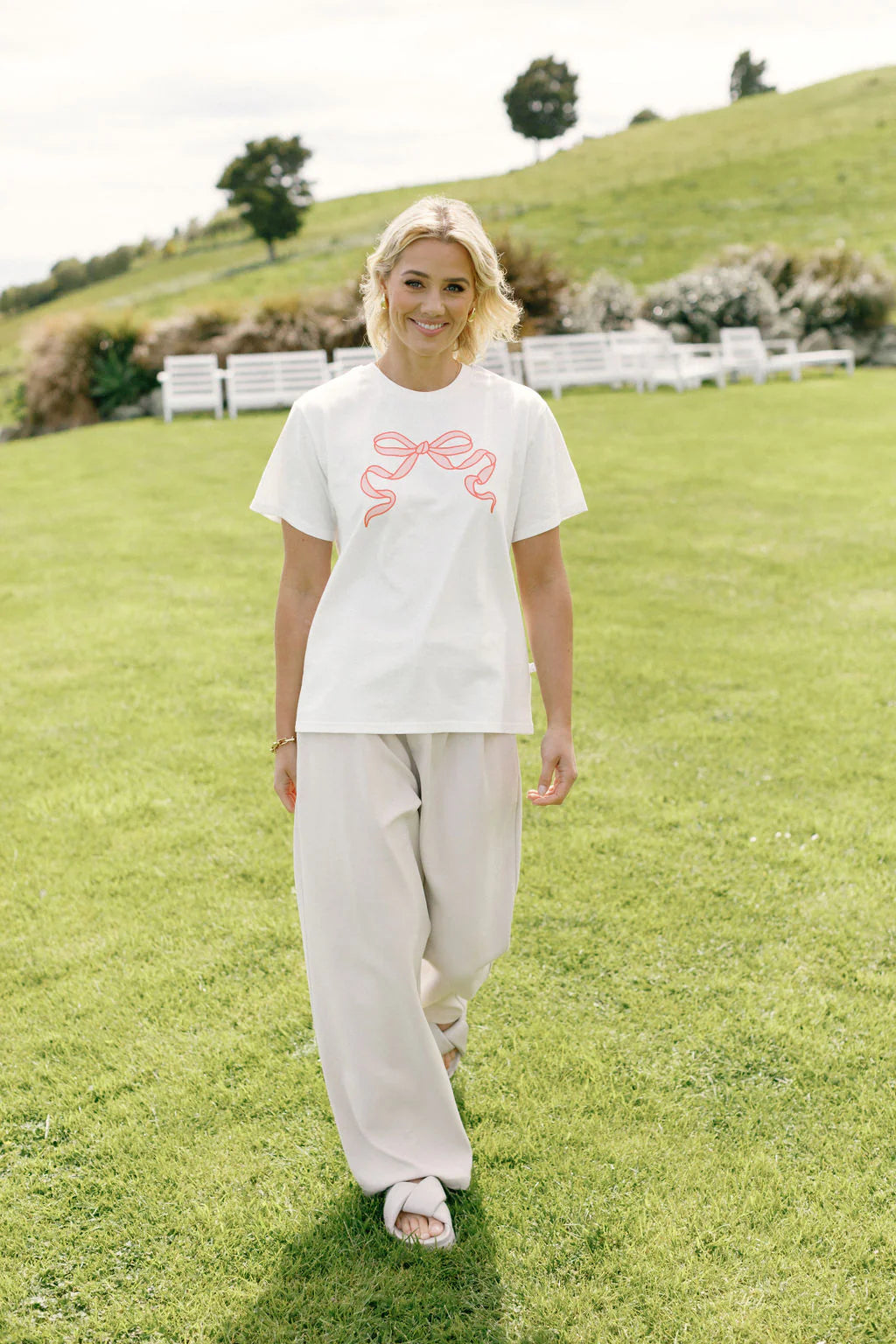 Chris Tee - White with Blossom Berry Bow