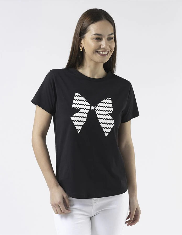 Ace Tee - Black with White Bow