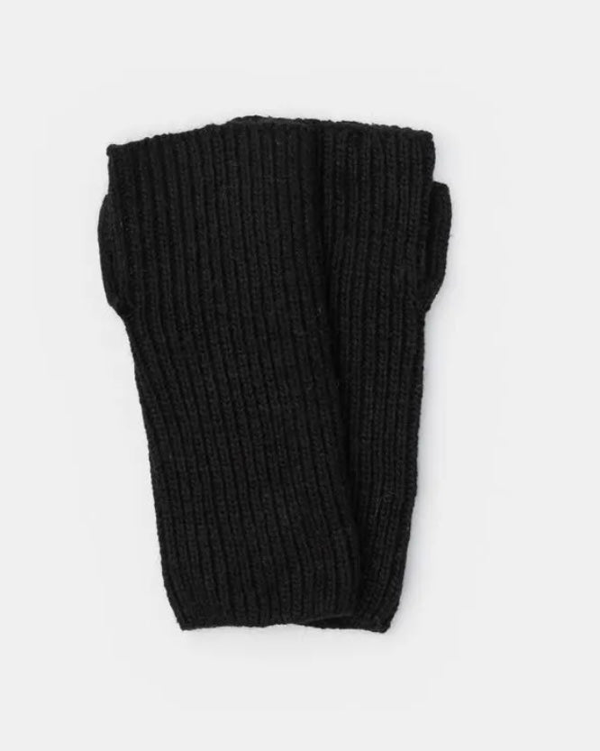 Lana Fingerless Wool Mix Gloves /Black