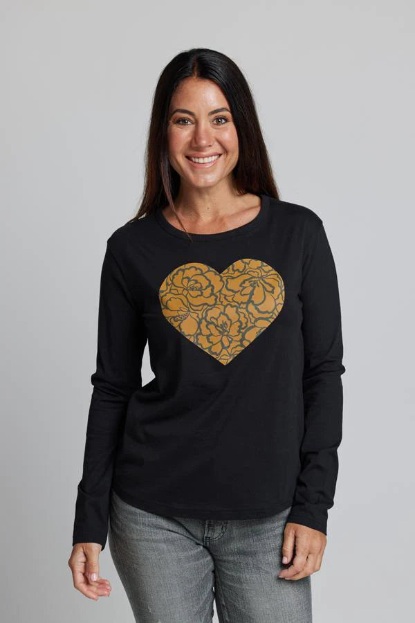 Bronze Peony Heart - Long Sleeve Tee