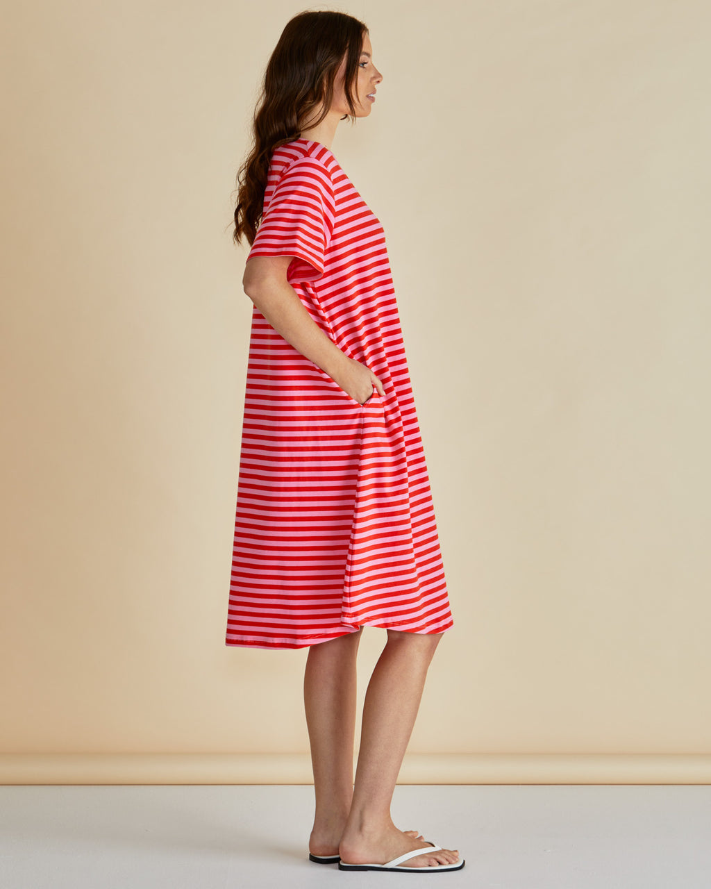 Eloise T-Shirt Dress /  Pink Red Stripe