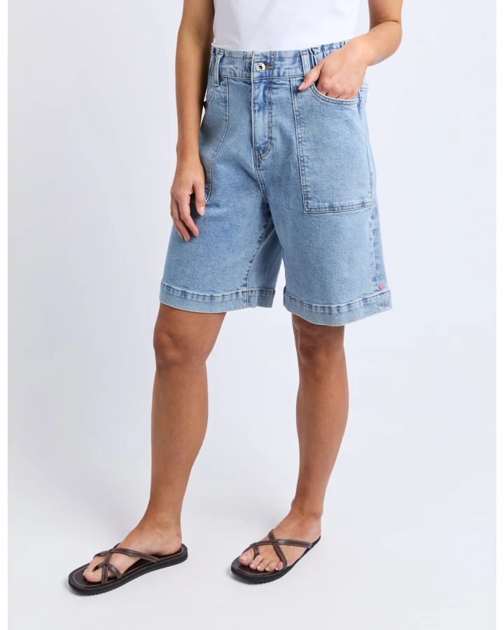 Atlas Long Denim Short / Mid Blue Wash