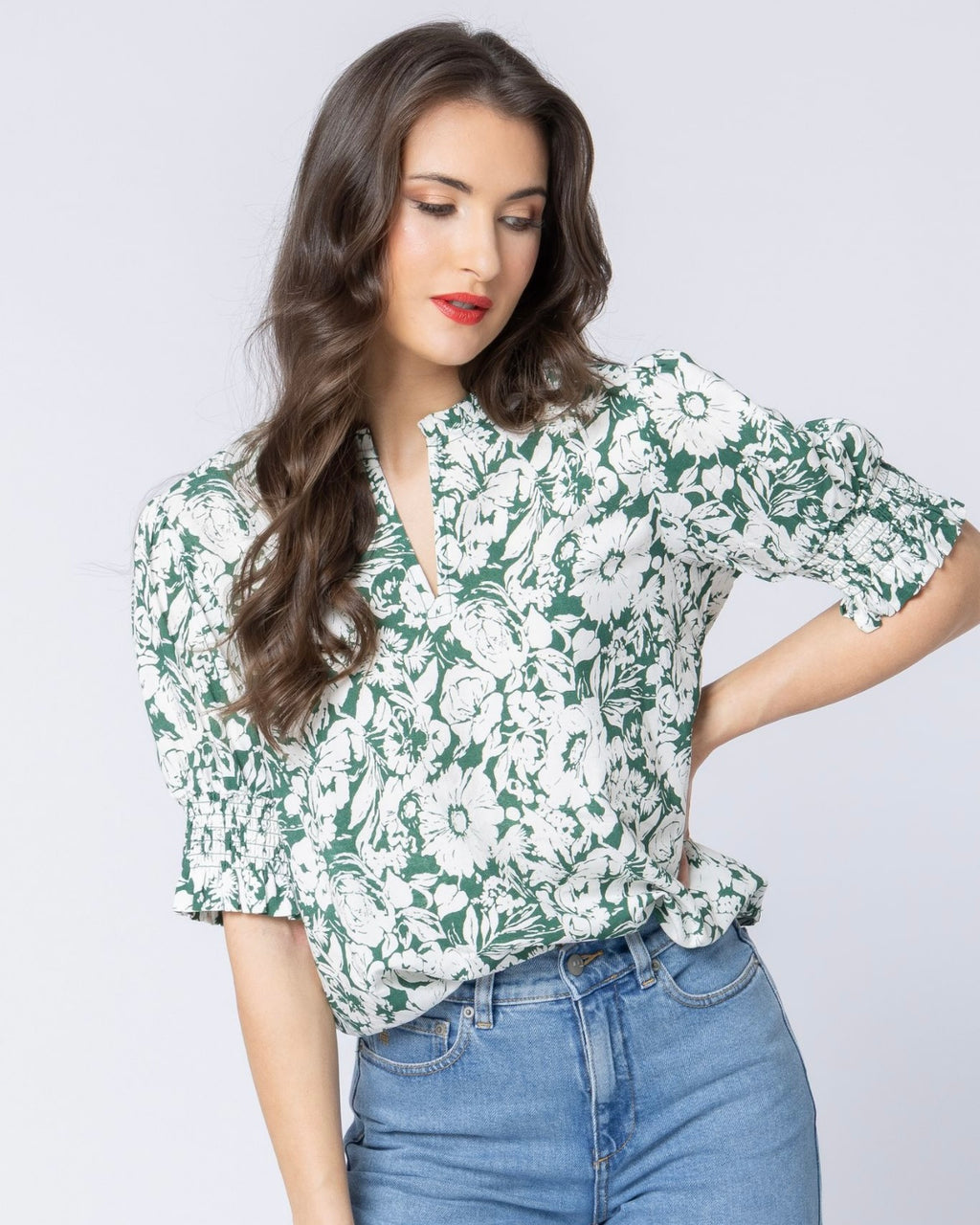 S/S Movement Blouse/ Forest Shadow