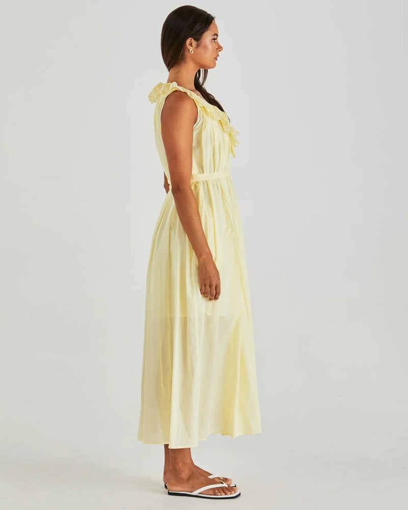 Lilla Ruffled Neck Dress / Butter Yellow