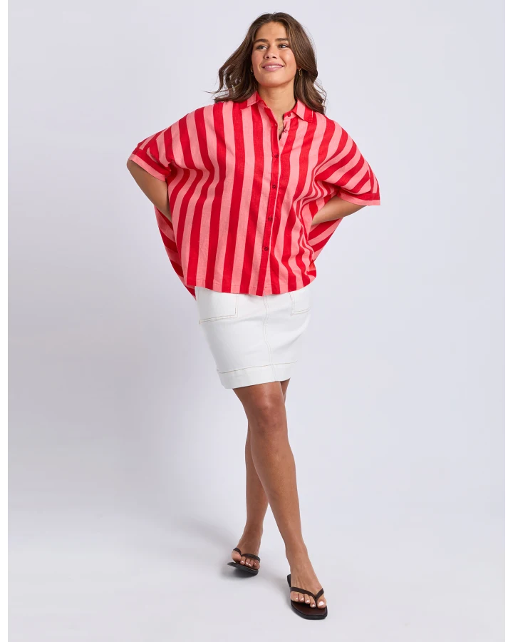 Palermo Stripe Shirt / Poppy