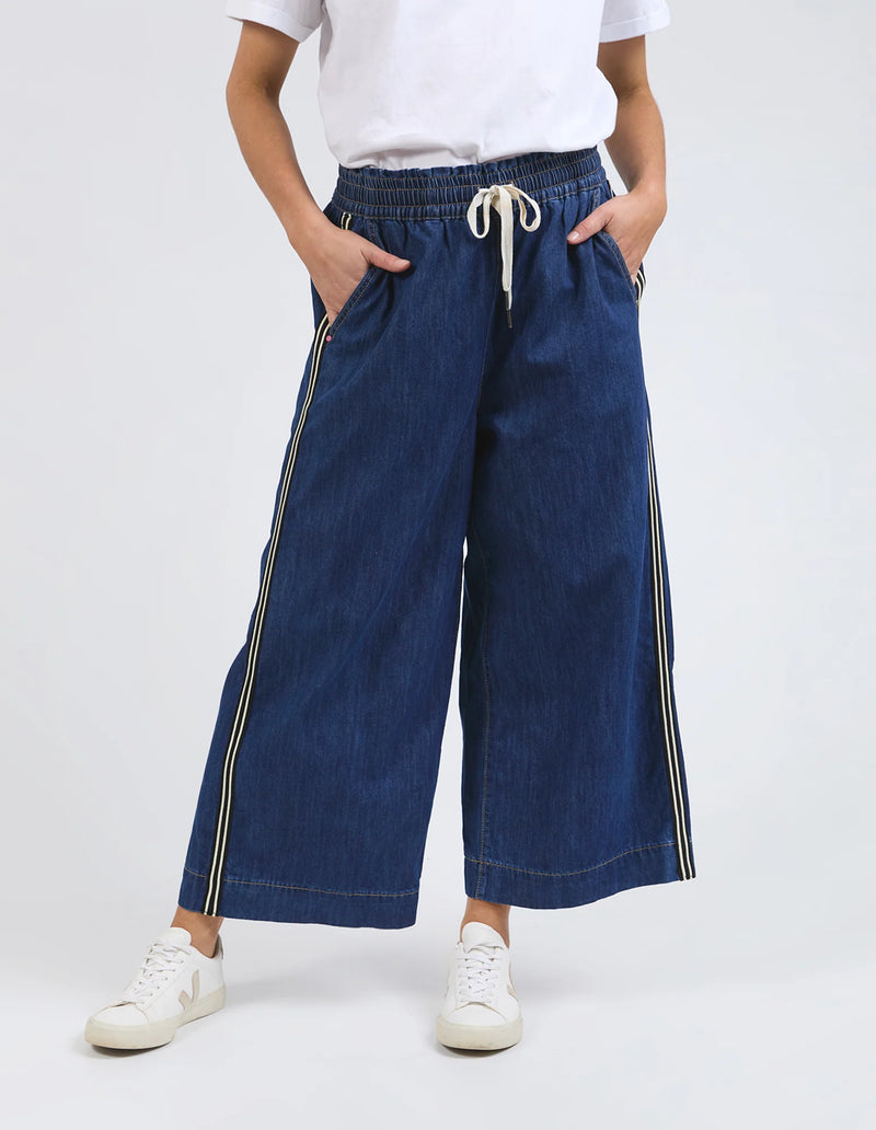 Greta Wide Leg Pant With Side Tape / Dark Wash