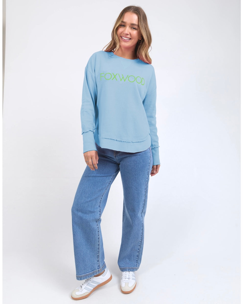 Simplified Metallic Crew / Light Blue with Lime