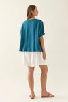 Ingrid Pleat Top - Baltic