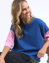 Mazie Colour Block Sweat - China Blue/Pretty Pink/Clover