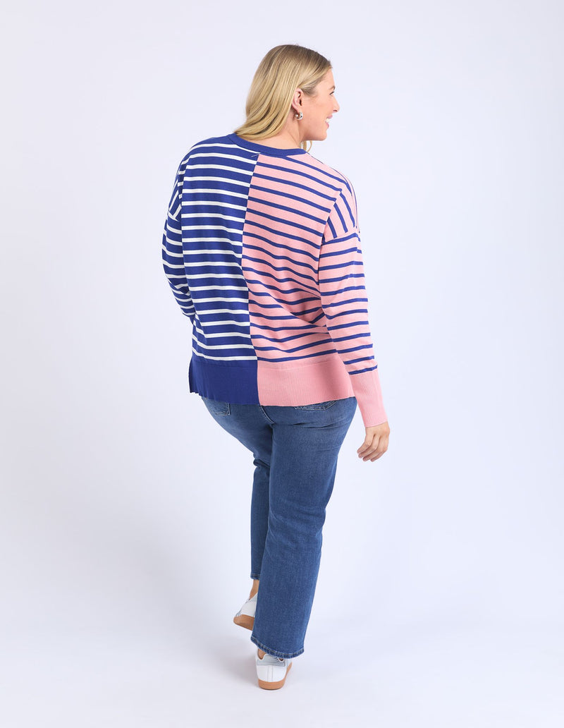 Louise Spliced Knit - Deep Blue/Pink Blush