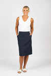 Flat Front Pull On Skirt - Ink
