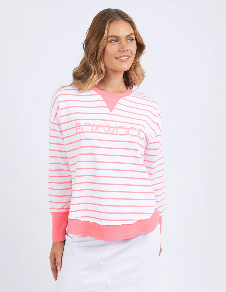 Simplified Crew - Neon Pink Stripe