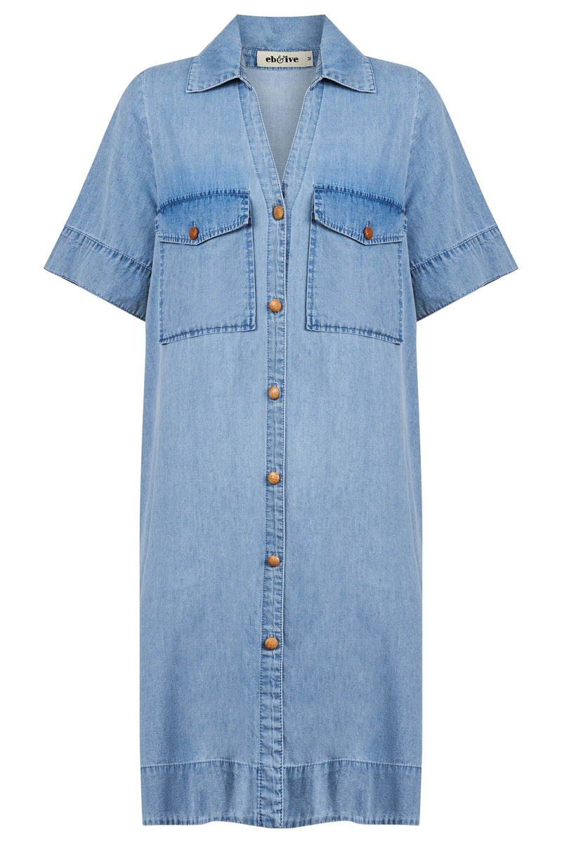 Melenia Denim Shirt Dress - Denim