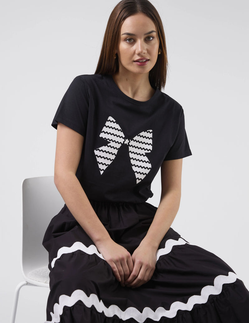 Ace Tee - Black with White Bow