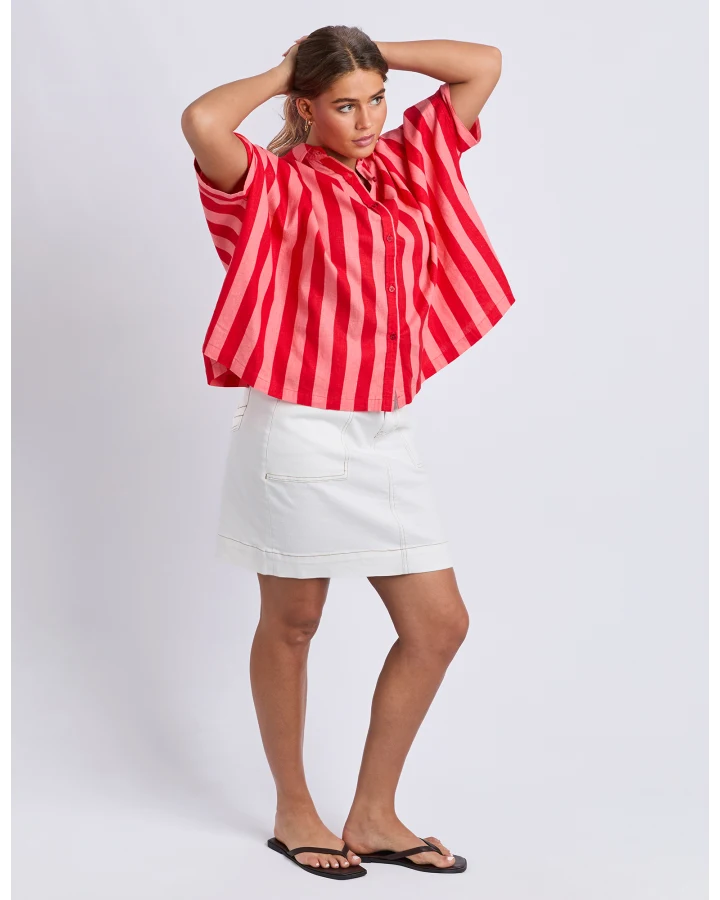 Palermo Stripe Shirt / Poppy