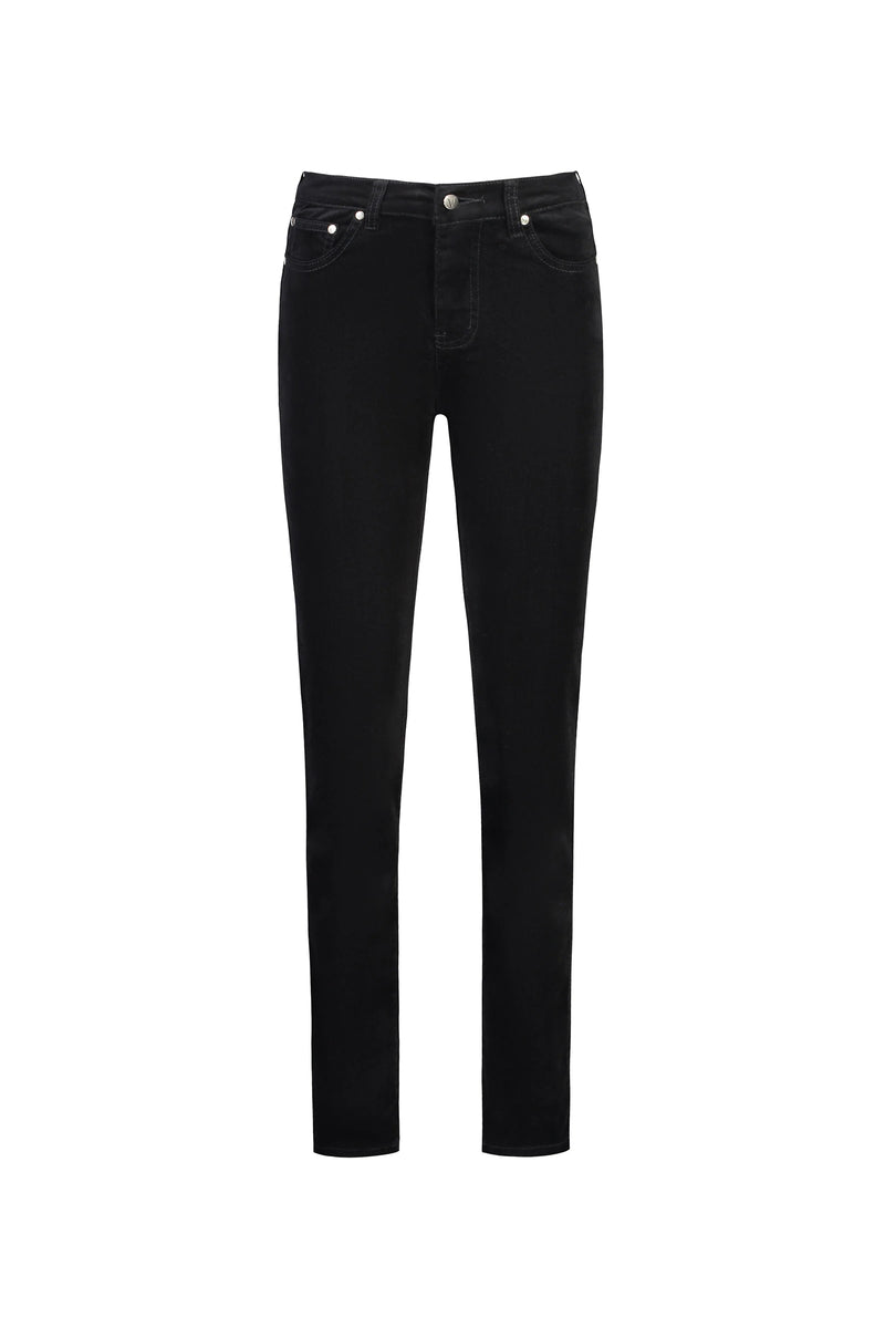 Straight Leg Full Length Pinwale Cord Pant with Fly - Black